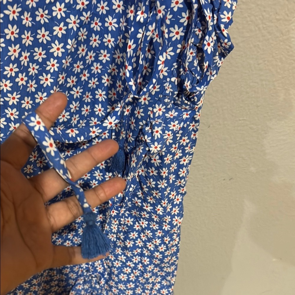 Madewell maxi Sz 2 Blue Floral mini daisy blue wrap Women's Dress - Picture 3 of 10